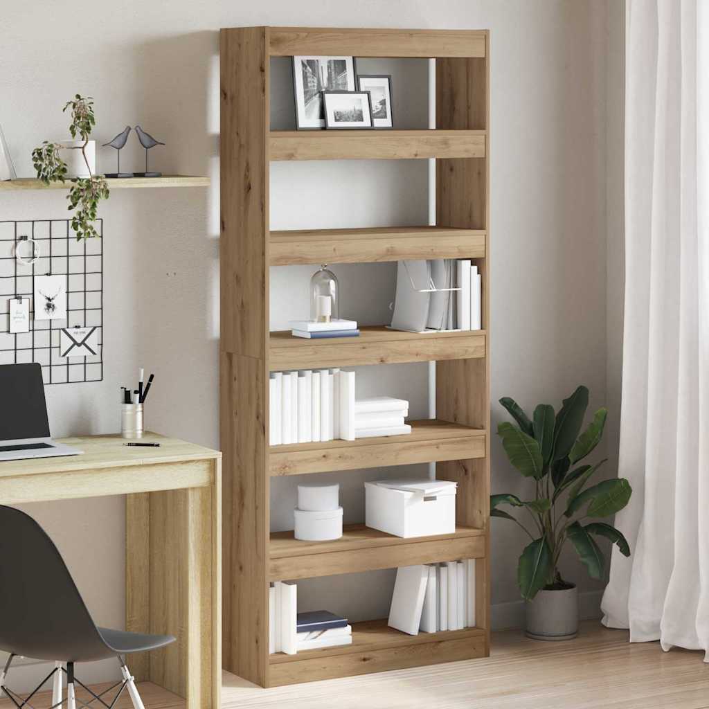 vidaXL Book Cabinet 6-Tier 80 x 30 x 198 cm Engineered Wood