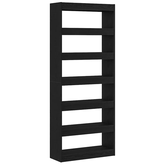 vidaXL Book Cabinet 6-Tier 80 x 30 x 198 cm Engineered Wood Black Oak