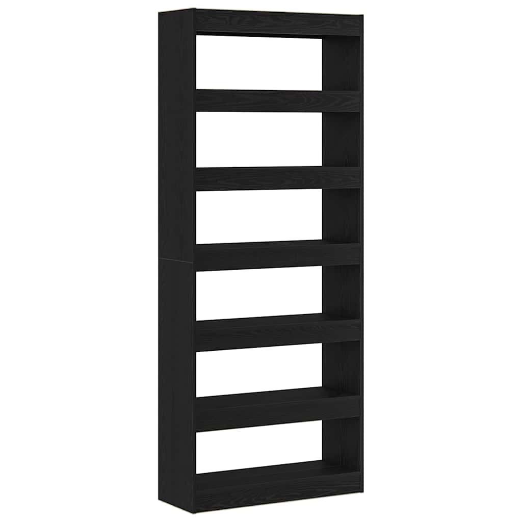 vidaXL Book Cabinet 6-Tier 80 x 30 x 198 cm Engineered Wood Black Oak