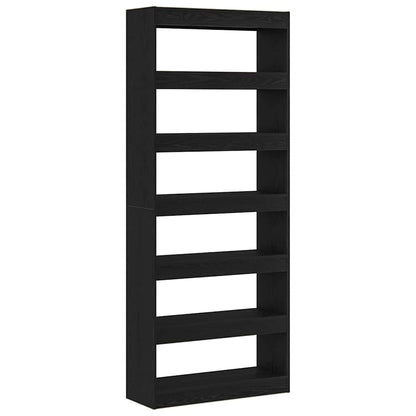 vidaXL Book Cabinet 6-Tier 80 x 30 x 198 cm Engineered Wood Black Oak