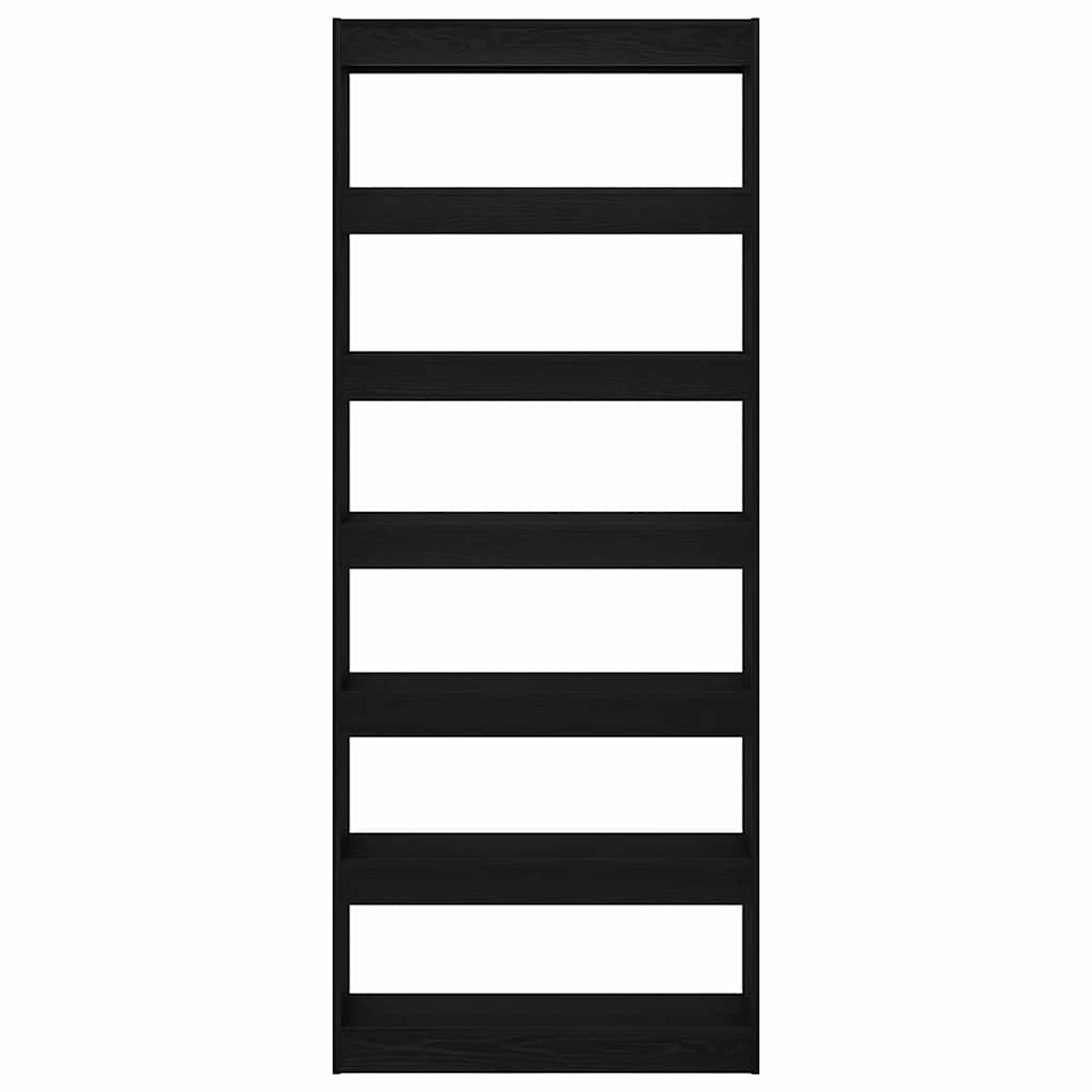 vidaXL Book Cabinet 6-Tier 80 x 30 x 198 cm Engineered Wood Black Oak