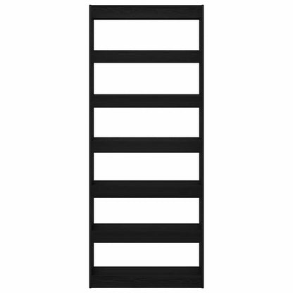 vidaXL Book Cabinet 6-Tier 80 x 30 x 198 cm Engineered Wood Black Oak
