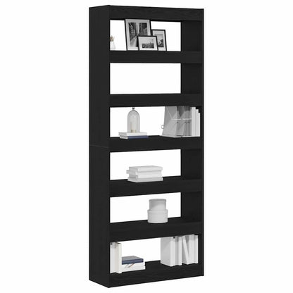 vidaXL Book Cabinet 6-Tier 80 x 30 x 198 cm Engineered Wood Black Oak
