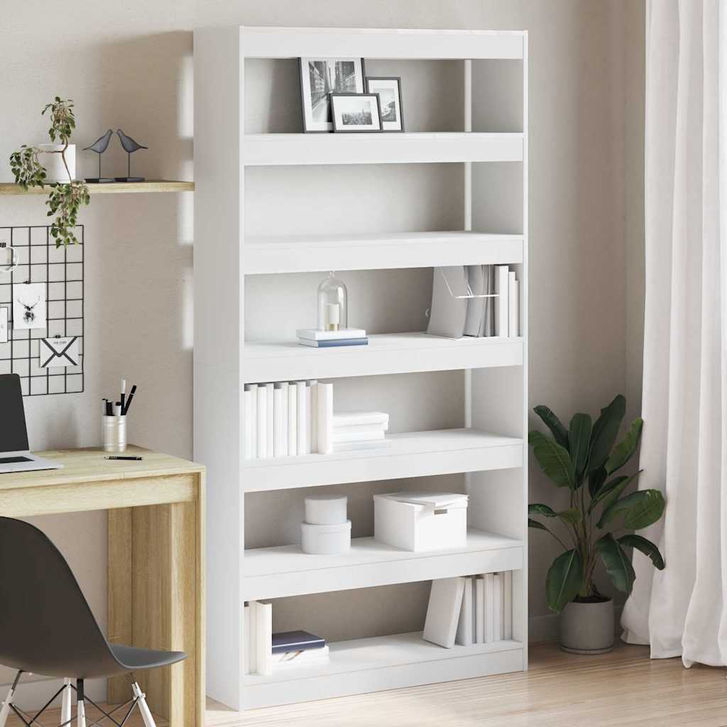 vidaXL Book Cabinet 6-Tier 100 x 30 x 198 cm Engineered Wood White