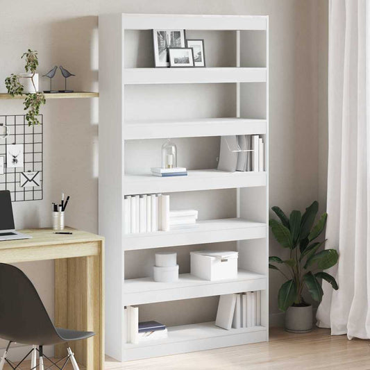 vidaXL Book Cabinet 6-Tier 100 x 30 x 198 cm Engineered Wood White