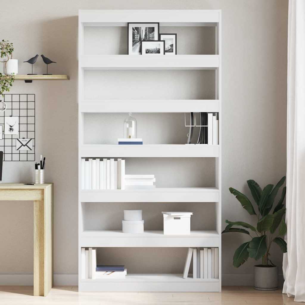 vidaXL Book Cabinet 6-Tier 100 x 30 x 198 cm Engineered Wood White