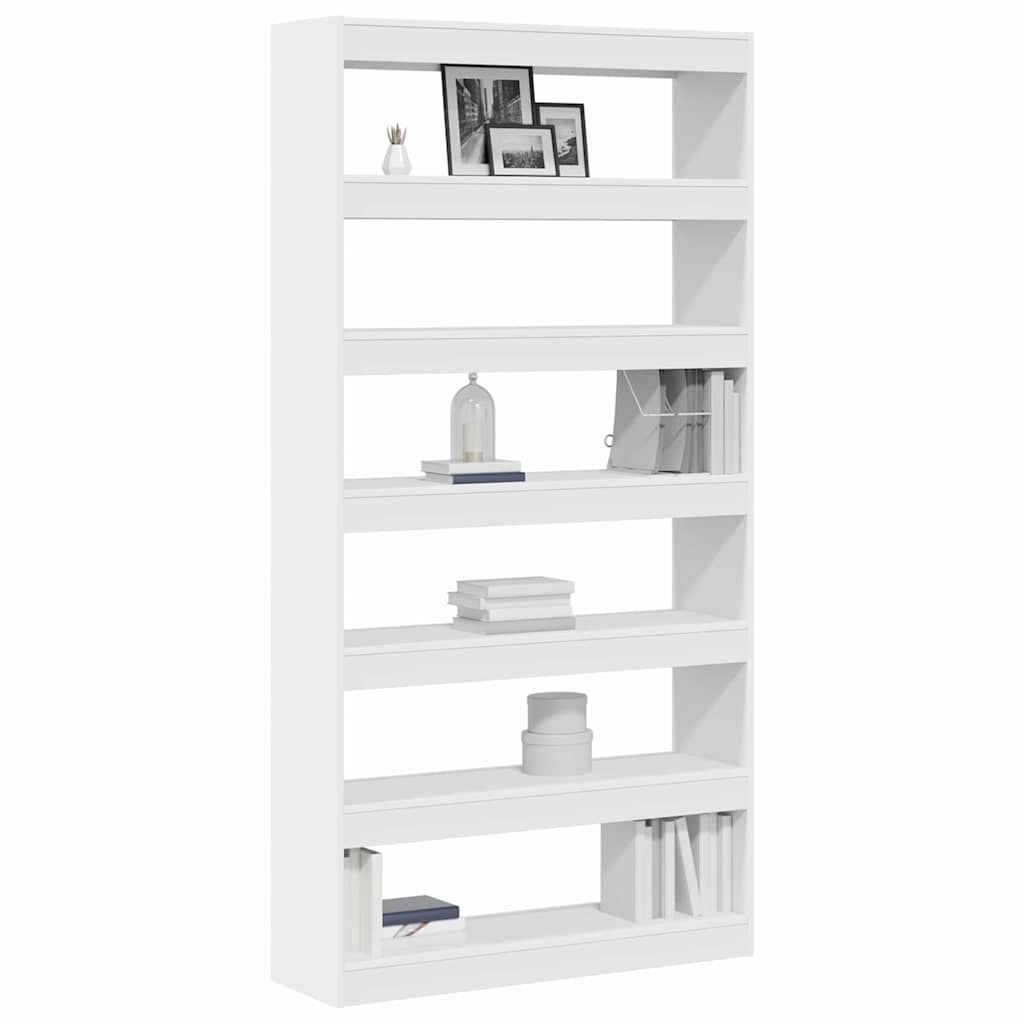 vidaXL Book Cabinet 6-Tier 100 x 30 x 198 cm Engineered Wood White