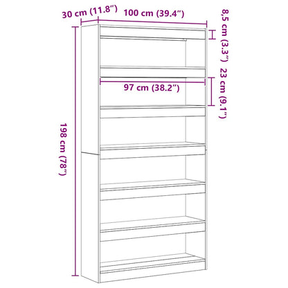 vidaXL Book Cabinet 6-Tier 100 x 30 x 198 cm Engineered Wood