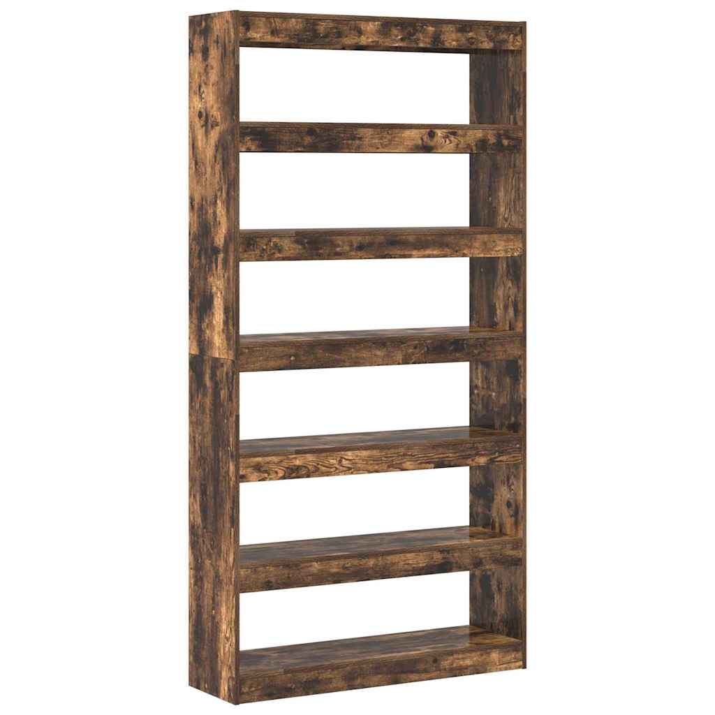vidaXL Book Cabinet Smoked Oak 100 x 30 x 198 cm Engineered Wood