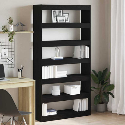 vidaXL Book Cabinet 6-Tier 100 x 30 x 198 cm Engineered Wood Black Oak