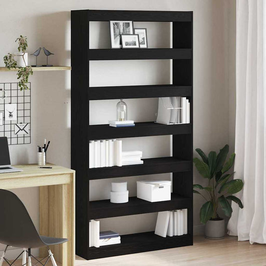 vidaXL Book Cabinet 6-Tier 100 x 30 x 198 cm Engineered Wood Black Oak