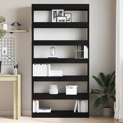vidaXL Book Cabinet 6-Tier 100 x 30 x 198 cm Engineered Wood Black Oak