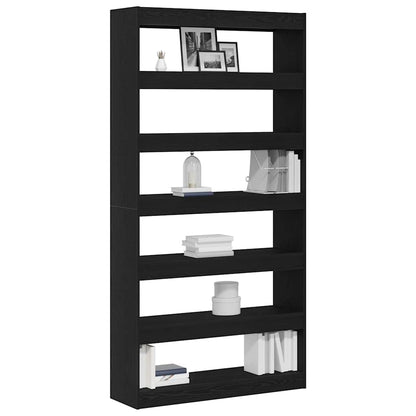 vidaXL Book Cabinet 6-Tier 100 x 30 x 198 cm Engineered Wood Black Oak