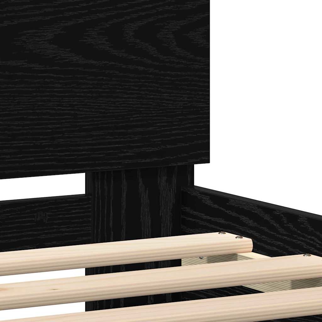 vidaXL Bed Frame with Headboard Black Oak 200 x 200 cm Engineered Wood