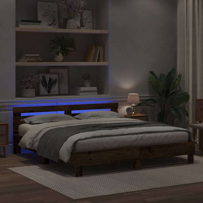 vidaXL Bed Frame with Headboard Old Wood 180 x 200 cm Engineered Wood