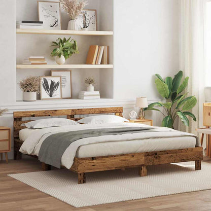 vidaXL Bed Frame with Headboard Old Wood 180 x 200 cm Engineered Wood