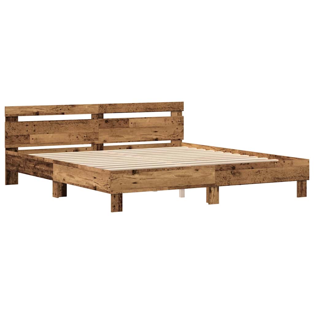 vidaXL Bed Frame with Headboard Old Wood 180 x 200 cm Engineered Wood