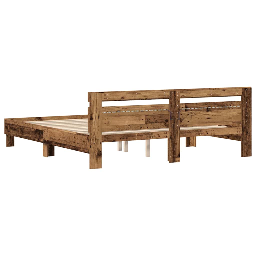 vidaXL Bed Frame with Headboard Old Wood 180 x 200 cm Engineered Wood