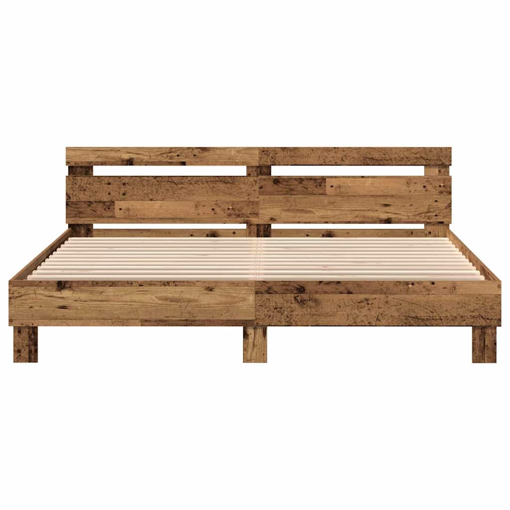 vidaXL Bed Frame with Headboard Old Wood 180 x 200 cm Engineered Wood