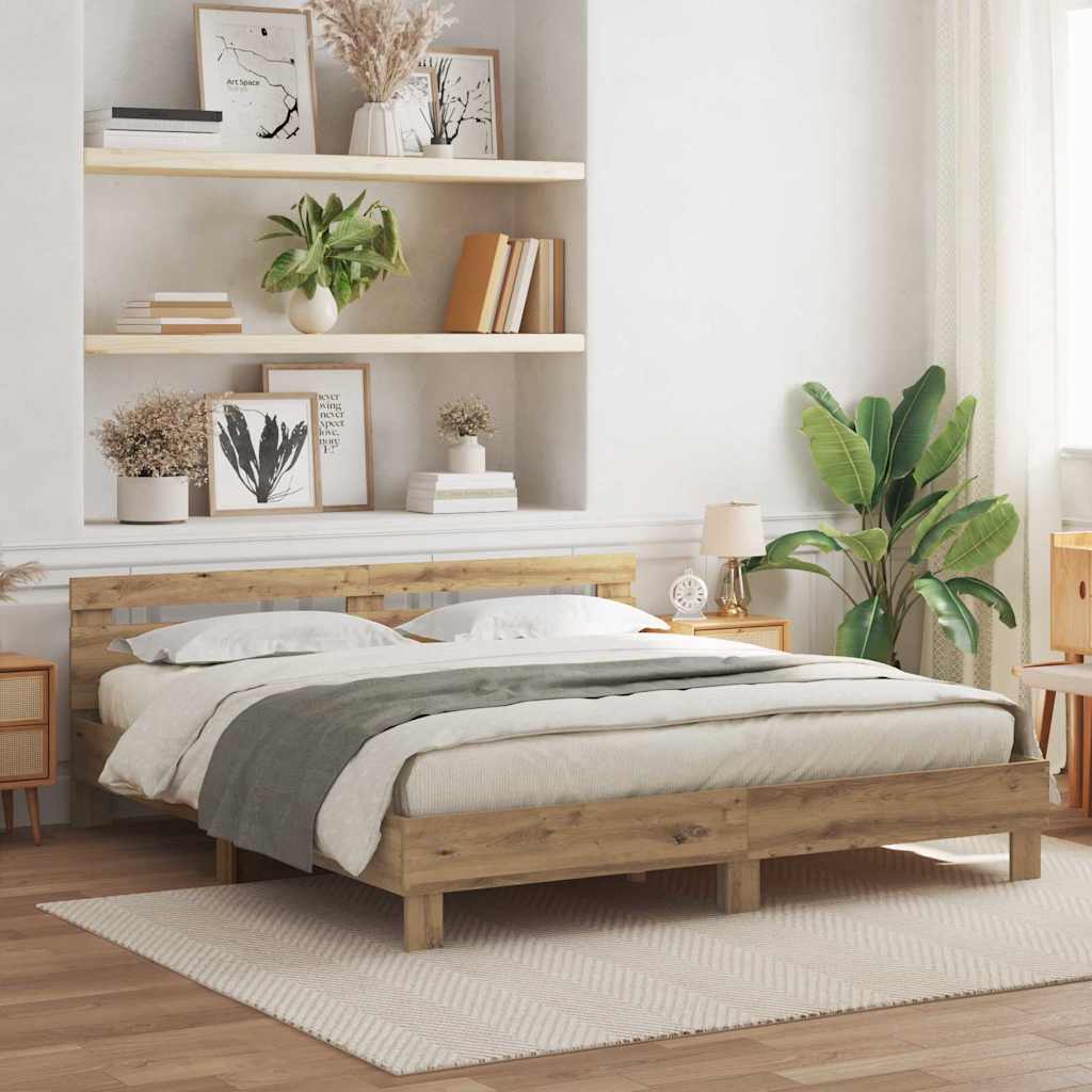 vidaXL Bed Frame Artisan Oak 180 x 200 cm Engineered Wood