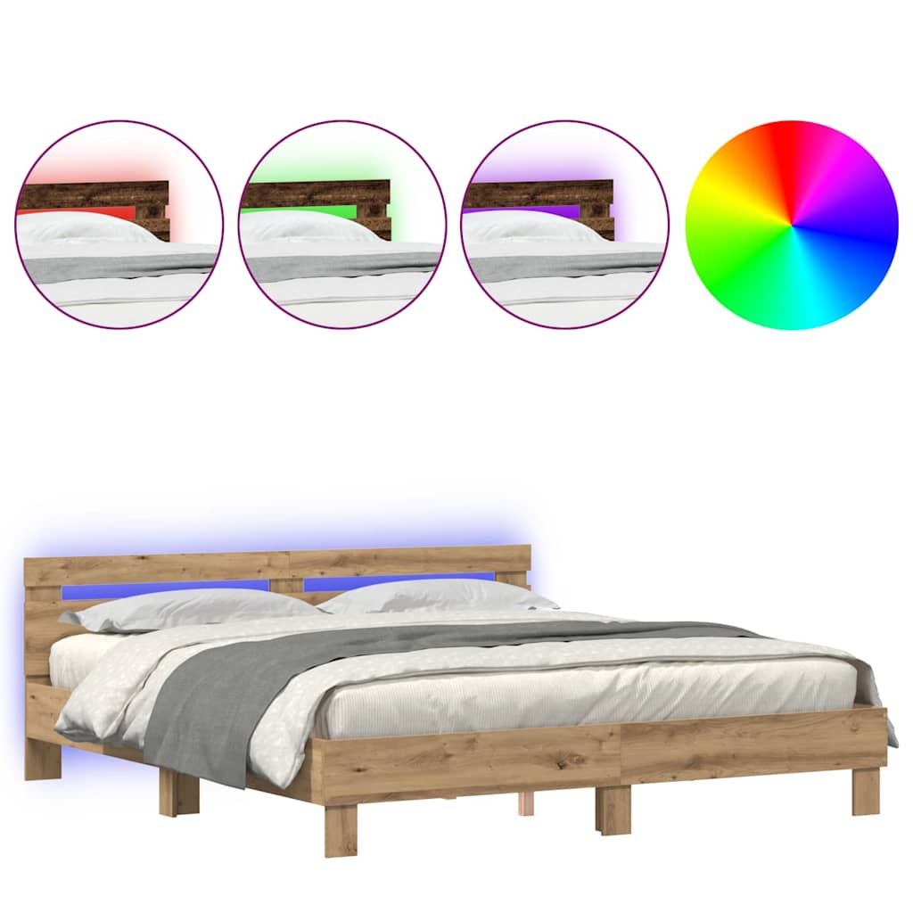 vidaXL Bed Frame Artisan Oak 180 x 200 cm Engineered Wood