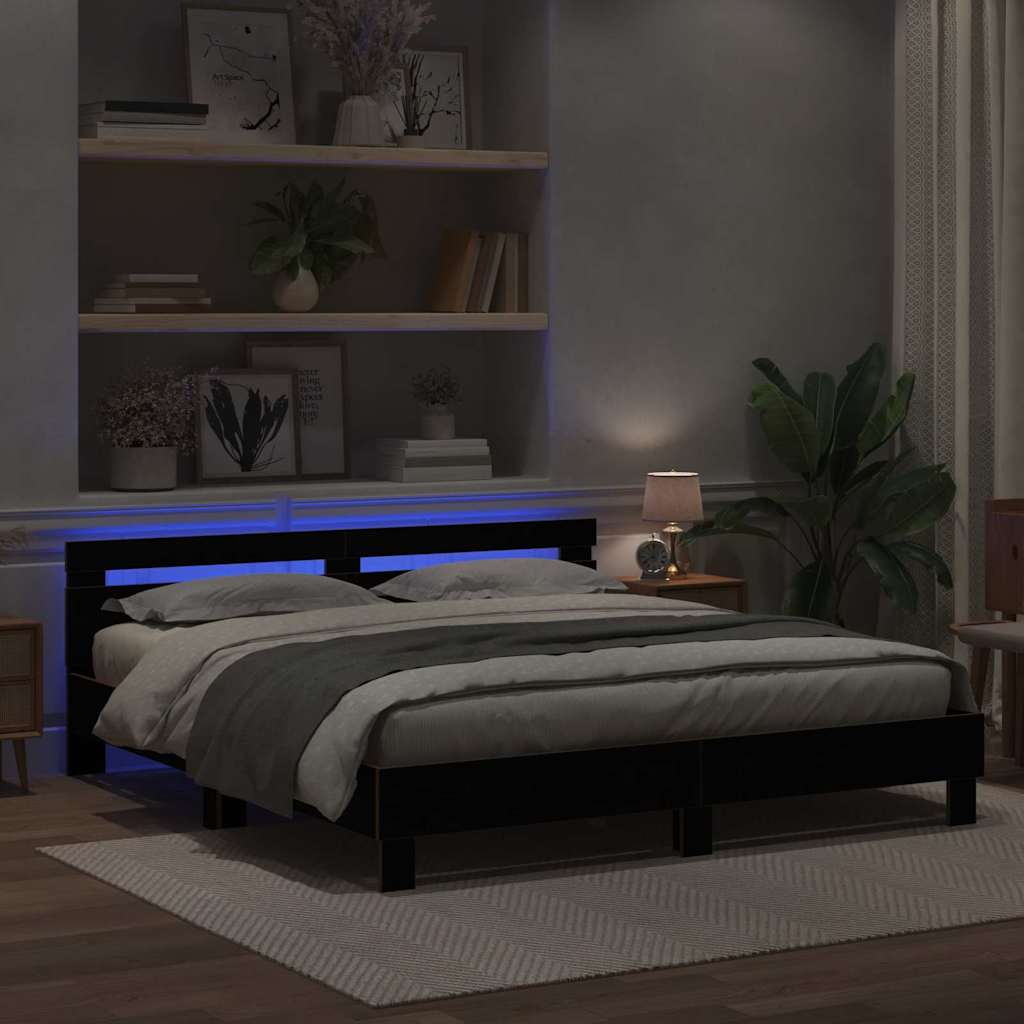 vidaXL Bed Frame with Headboard Black Oak 180 x 200 cm Engineered Wood
