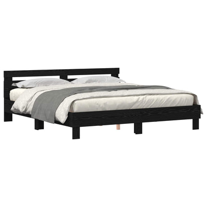 vidaXL Bed Frame with Headboard Black Oak 180 x 200 cm Engineered Wood