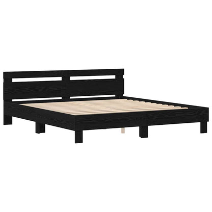 vidaXL Bed Frame with Headboard Black Oak 180 x 200 cm Engineered Wood