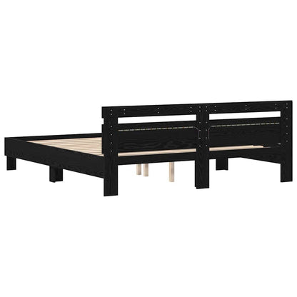 vidaXL Bed Frame with Headboard Black Oak 180 x 200 cm Engineered Wood