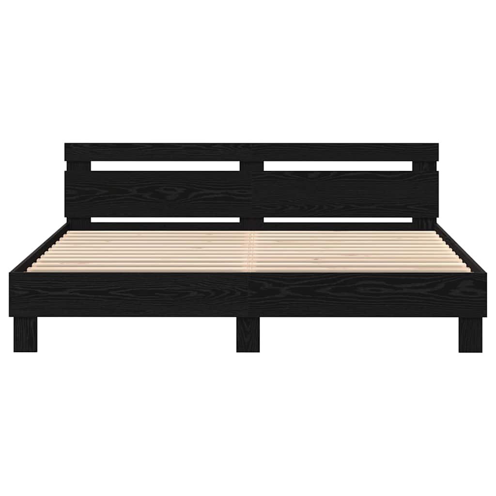 vidaXL Bed Frame with Headboard Black Oak 180 x 200 cm Engineered Wood