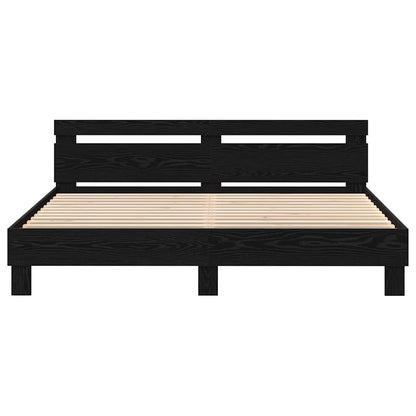 vidaXL Bed Frame with Headboard Black Oak 180 x 200 cm Engineered Wood