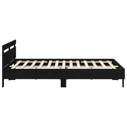 vidaXL Bed Frame with Headboard Black Oak 180 x 200 cm Engineered Wood