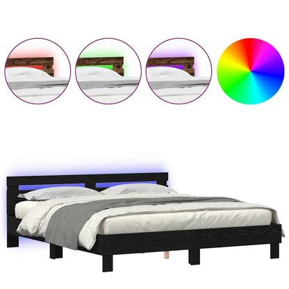 vidaXL Bed Frame with Headboard Black Oak 180 x 200 cm Engineered Wood