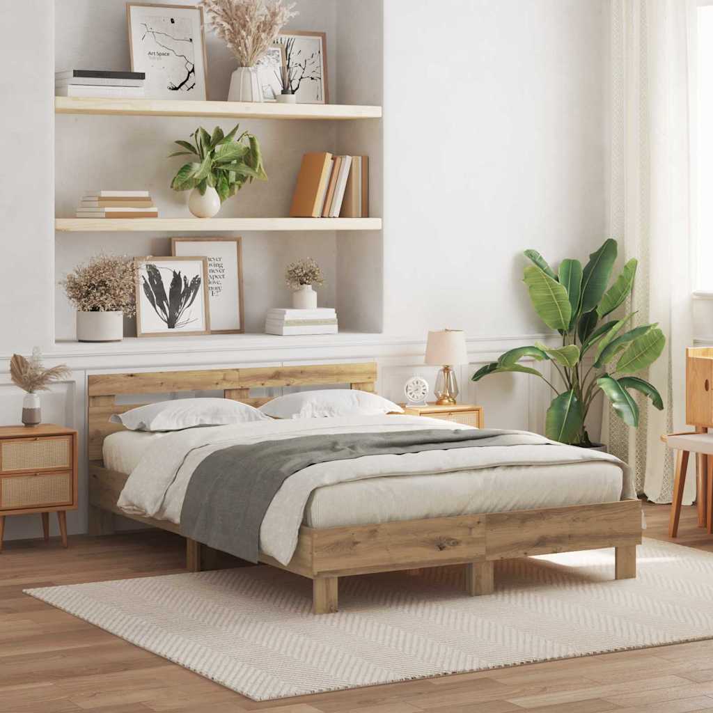 vidaXL Bed Frame Artisan Oak 150 x 200 cm Engineered Wood