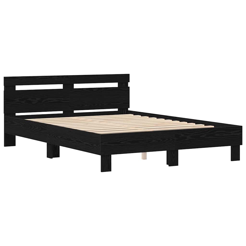 vidaXL Bed Frame with Headboard Black Oak 150 x 200 cm Engineered Wood