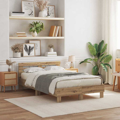 vidaXL Bed Frame Artisan Oak 135 x 190 cm Engineered Wood