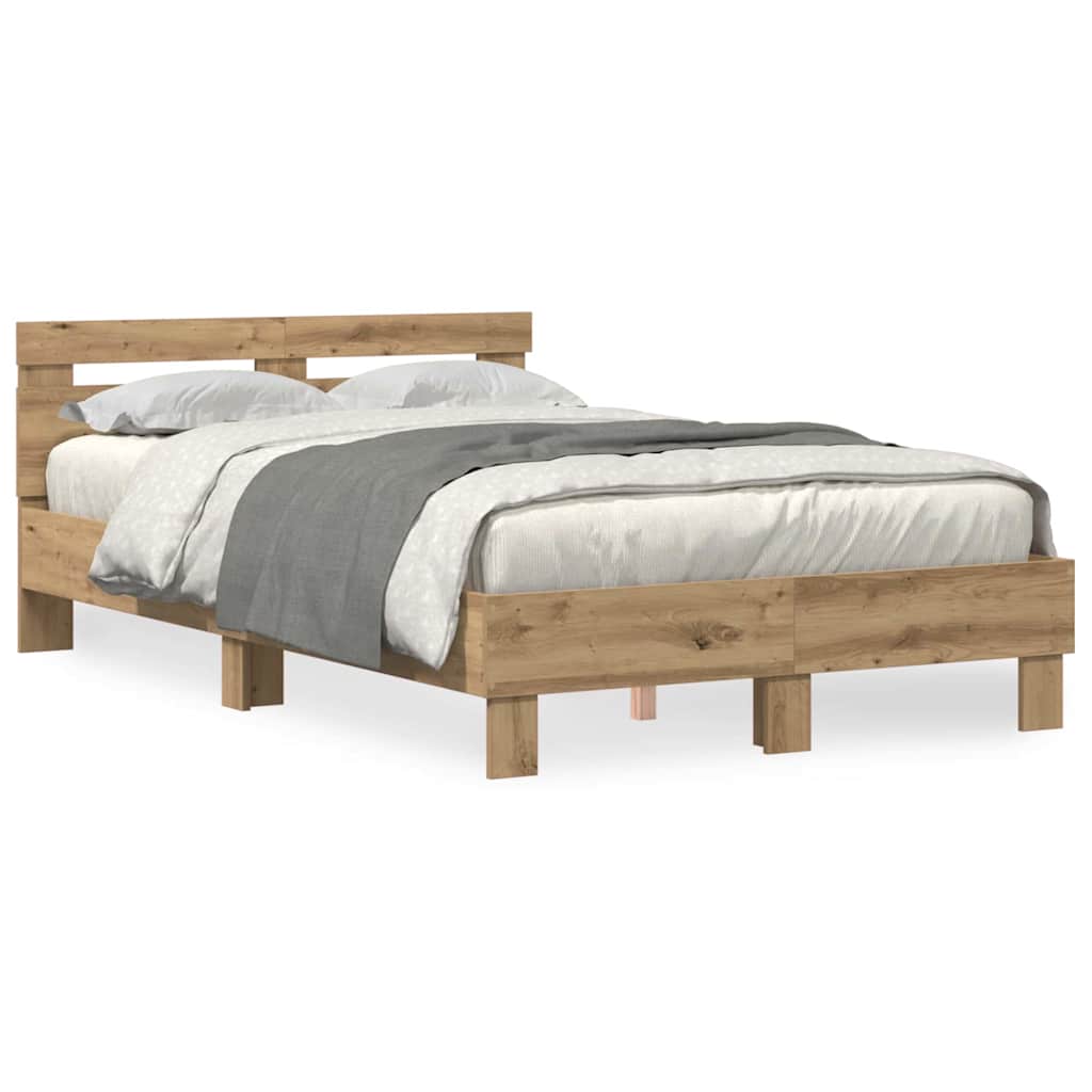 vidaXL Bed Frame Artisan Oak 135 x 190 cm Engineered Wood