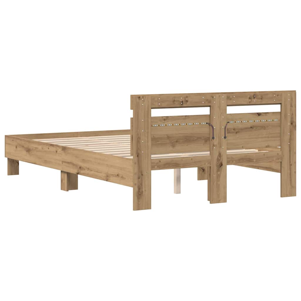 vidaXL Bed Frame Artisan Oak 135 x 190 cm Engineered Wood