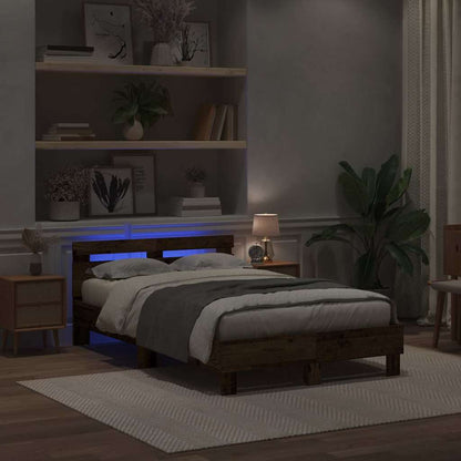 vidaXL Bed Frame with Headboard Old Wood 120 x 190 cm Engineered Wood