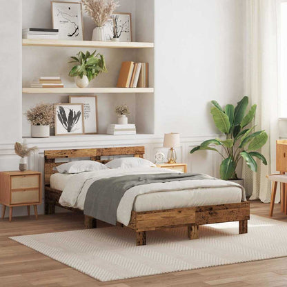 vidaXL Bed Frame with Headboard Old Wood 120 x 190 cm Engineered Wood