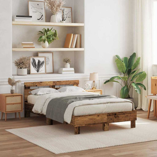 vidaXL Bed Frame with Headboard Old Wood 120 x 190 cm Engineered Wood