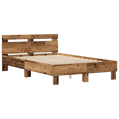 vidaXL Bed Frame with Headboard Old Wood 120 x 190 cm Engineered Wood