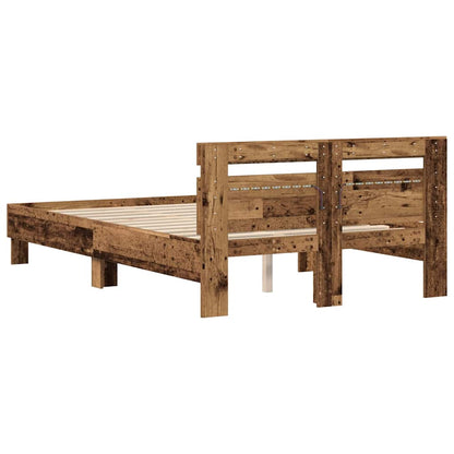 vidaXL Bed Frame with Headboard Old Wood 120 x 190 cm Engineered Wood