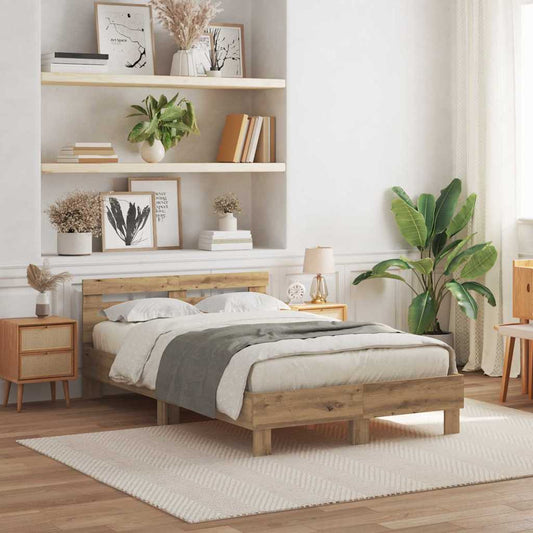 vidaXL Bed Frame Artisan Oak 120 x 190 cm Engineered Wood