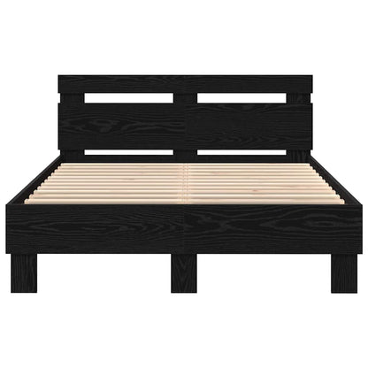 vidaXL Bed Frame with LED Black Oak 120 x 190 cm Engineered Wood