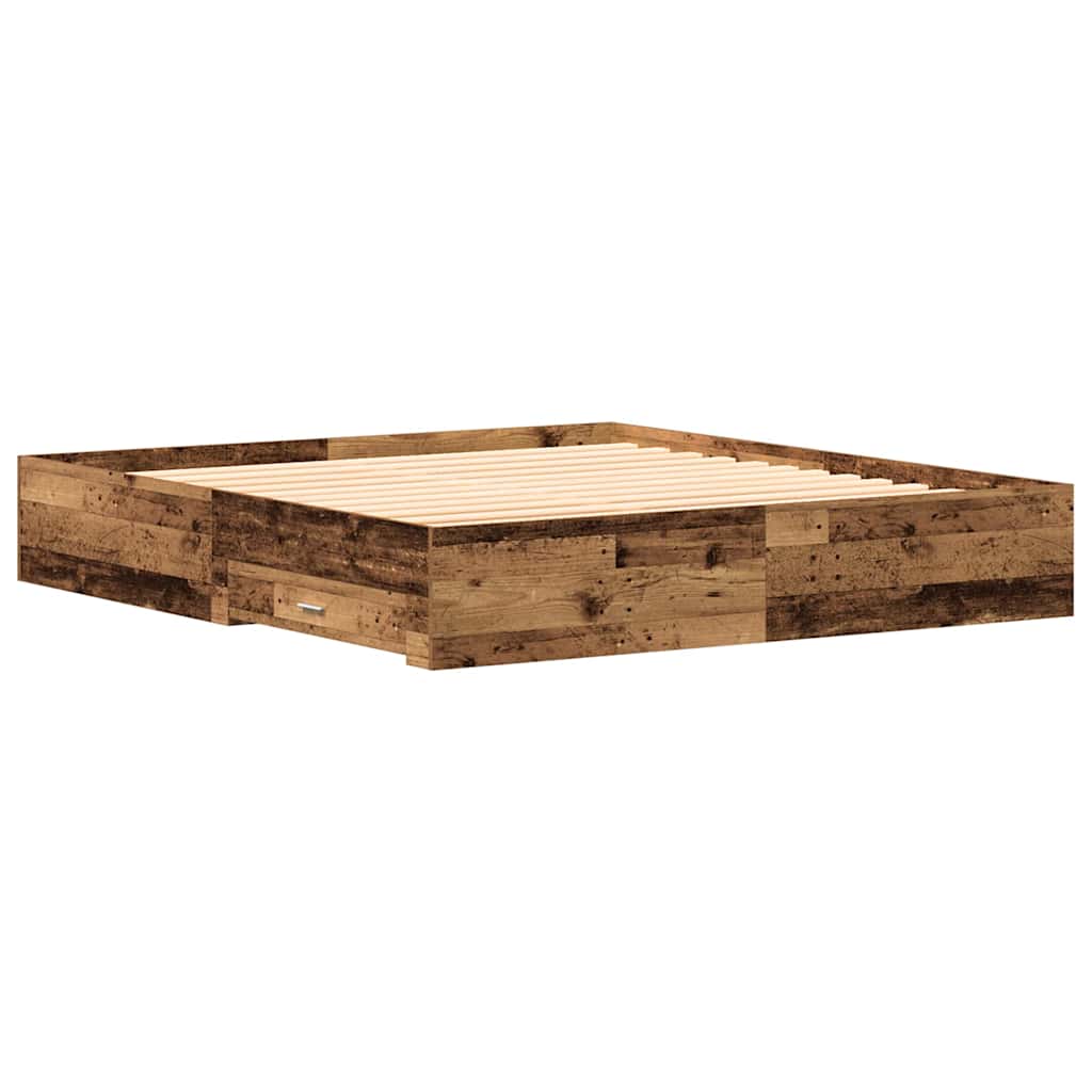 vidaXL Bed Frame with Drawer Old Wood 180 x 200 cm Engineered Wood