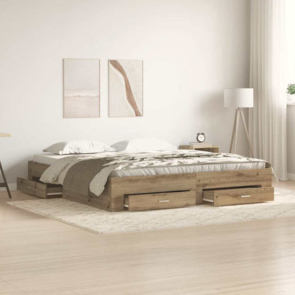 vidaXL Bed Frame with Drawer Artisan Oak 180 x 200 cm Engineered Wood