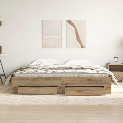 vidaXL Bed Frame with Drawer Artisan Oak 180 x 200 cm Engineered Wood