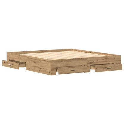 vidaXL Bed Frame with Drawer Artisan Oak 180 x 200 cm Engineered Wood