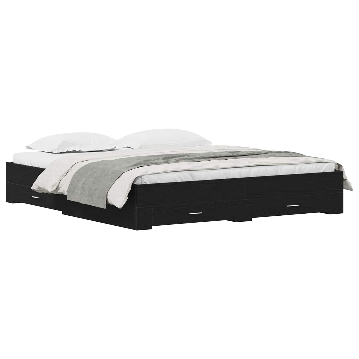 vidaXL Bed Frame with Drawer Black Oak 180 x 200 cm Engineered Wood